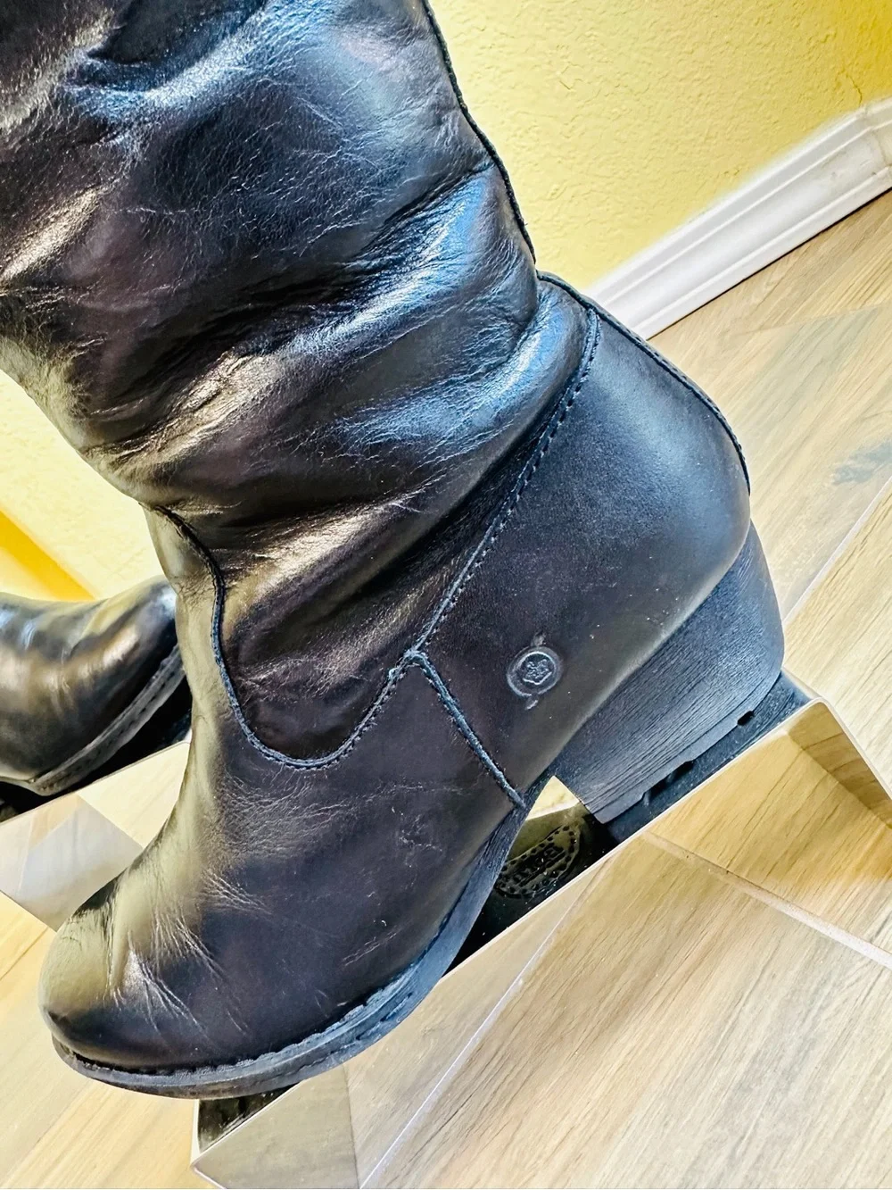 Born Aleksi Genuine Lambskin Black Leather Boots